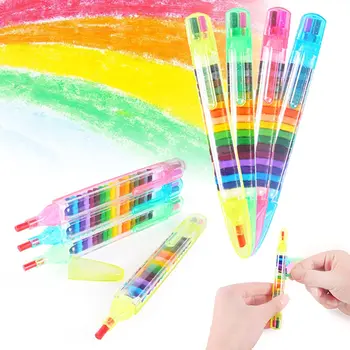 Наращиваемые мелки 20 в 1 с точечной укладкой, радужный блестящий карандаш для обучения рисованию и принадлежности для занятий искусством