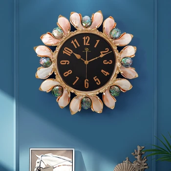 Настенные часы для украшения гостиной современные креативные домашние часы в скандинавском стиле в европейском стиле в виде ракушки, висящие на стене у входа