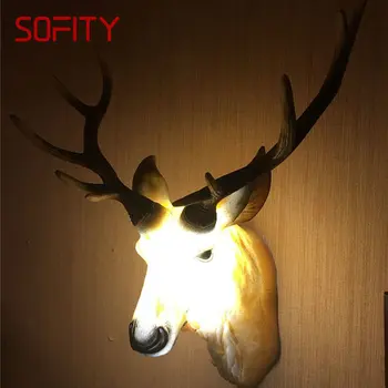 Настенный светильник DEBBY Nordic Deer со светодиодной креативной имитацией интерьера, бра для дома, гостиной, декора для прохода