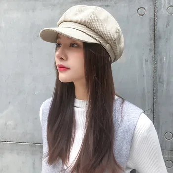 Новая восьмиугольная шляпа, женский берет, осенняя тонкая вязаная шапка, британское ретро, корейская мода, дикая солнцезащитная кепка для женщин