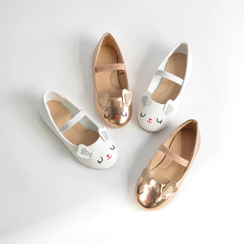 Новая детская обувь с рисунком маленького кролика, весенние туфли принцессы на плоской подошве, Кожаные туфли для девочек на мягкой подошве, детская обувь