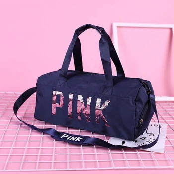 Новая дорожная сумка из ткани Оксфорд Женская сумка для занятий фитнесом для спортзала Сумки для сухой и влажной обуви с разделением Розовые блестки Спортивная сумка