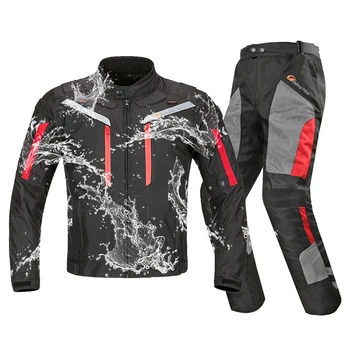 Новая защитная мотоциклетная куртка Летняя мотокуртка + брюки для верховой езды Дышащая мотоциклетная одежда Мотокостюм Броня