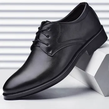 Новая мужская Официальная Обувь На шнуровке, Универсальная Повседневная Деловая Обувь, Модельные туфли, Мужские Плюшевые Ботинки, Свадебные туфли для Мужчин, Большие размеры 38-48