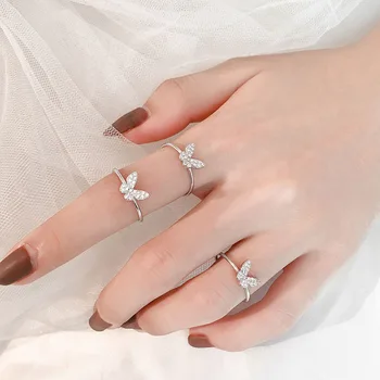 Новое Корейское изысканное кольцо с бабочкой из хрусталя Модный Темперамент Милое Универсальное кольцо для открывания любви Модные женские украшения Подарки