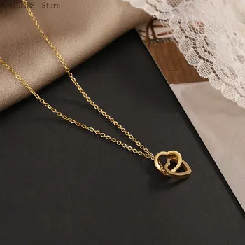 Новое двухслойное простое ожерелье с кисточками, женское позолоченное ожерелье из циркона, цепочка для ключиц, ювелирное изделие из нержавеющей стали, женское ожерелье