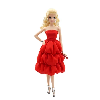 Новое многослойное платье из красного шифона 30 см 1/6, аксессуары для повседневной носки, одежда для куклы Барби, одежда для кукол
