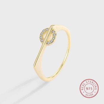 Новое модное кольцо из стерлингового серебра S925, инкрустированное бриллиантами, Женское роскошное геометрическое кольцо, украшения для вечеринки, Дня рождения, свадьбы.
