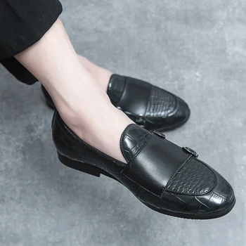 Новое поступление Классической мужской обуви Черного и красного цвета с двойным ремешком, Мужская деловая одежда, Мужская обувь из резины и кожи, мужская обувь