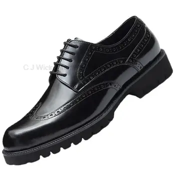 Новые деловые дерби из натуральной кожи в стиле британского ретро на платформе со шнуровкой, мужские модельные повседневные удобные кожаные туфли Мужские