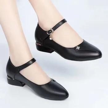 Новые женские туфли Mary Jane на низком каблуке, модельные туфли, черные бабушкины туфли, Мягкая женская обувь, Оксфордские туфли больших размеров, осень 1012N