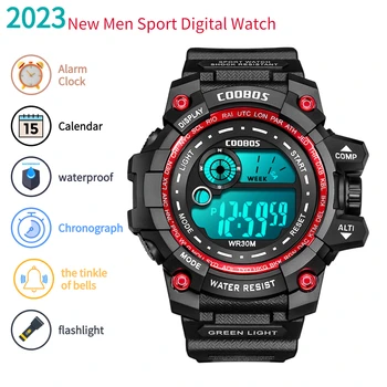 Новые мужские спортивные наручные часы с многофункциональным светодиодным календарем, Водонепроницаемые цифровые часы, Спортивная электроника для фитнеса, Силиконовый ремешок