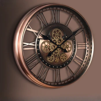 Новые настенные часы с металлической шестерней, ретро-художественные часы, украшение гостиной, креативный указатель, кварцевые часы