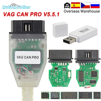Новый VAG CAN PRO V5.5.1 с Диагностическим интерфейсом FTDI FT245RL VCP OBD2 USB-Кабель Поддерживает Can Bus UDS K Line Работает для AUDI/VW