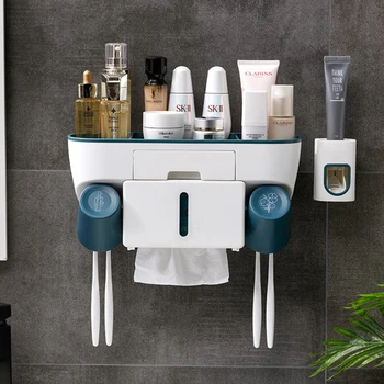 Новый держатель для зубной щетки, набор аксессуаров для ванной комнаты, Подставка для хранения туалетных принадлежностей, набор салфеток для зубных щеток с настенным креплением на чашку