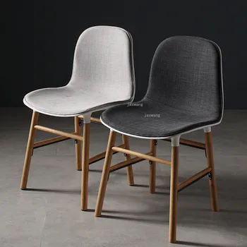 Обеденный стул из скандинавской ткани Кухонная мебель из массива дерева Современный Дом Гостиная Стул для отдыха Ресторан Столовая стул
