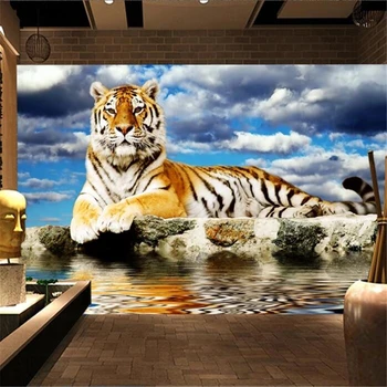 Обои на заказ 3d фрески красивая фотография тигр Шенгвэй тигр спускается с горы фон для дивана из папье-маше обои