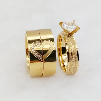 Обручальные кольца Lover's Heart 3шт Комплектов Новейших ювелирных изделий из 18-каратного золота с бриллиантами cz, обещающих помолвку, обручальное кольцо для пар
