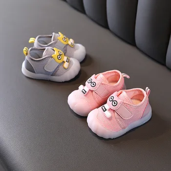 Обувь для маленьких девочек, кроссовки с дышащей сеткой, новорожденные мальчики, девочки, первые ходунки, Мягкая противоскользящая детская обувь