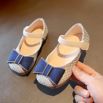 Обувь принцессы-бабочки для маленьких девочек, новинка 2023 года, модельные туфли без застежки Mary Janes на плоской подошве, весна-осень