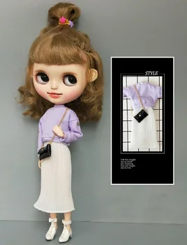 Одежда для куклы Blyth Фиолетовая толстовка + юбка для платья blyth azone s ob24 аксессуары для куклы барби Одежда