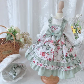 Одежда для кукол BJD подходит для размера 1/3 1/4 1/6, платье с длинными рукавами и цветочной юбкой с бантом, аксессуары для кукол