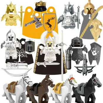Одиночная продажа Группа средневековых рыцарей военные гномы эльфы Сильные орки Лошади игрушки строительные блоки развивающие игрушки для детей