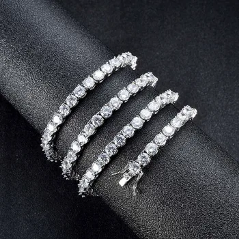 Ожерелье из блестящих цепочек Iced Out для мужчин 18-24 дюймов, теннисная цепочка 4-5 мм, кубический цирконий AAA, модные украшения в стиле хип-хоп