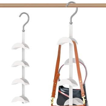 Органайзер для сумок, вращающиеся вешалки для сумок с 4 крючками, компактная вешалка для сумок, Прочные крючки для сумок в шкафу