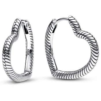 Оригинальные серьги-кольца с сердечками Moments Для женщин из стерлингового серебра 925 пробы, Свадебный подарок, Модные Украшения