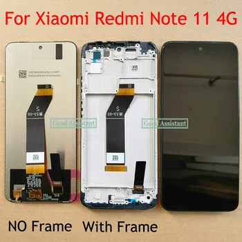 Оригинальный черный 6,5 дюймов для Xiaomi Redmi Note 11, 4G ЖК-дисплей, сенсорная панель, дигитайзер в сборе, замена / С рамкой