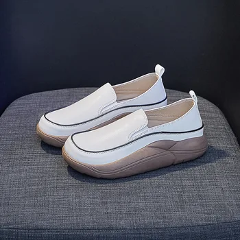 Осенние новые белые женские кроссовки Lazy, трендовая повседневная обувь на плоской подошве без застежки, женские кроссовки, универсальная обувь на платформе