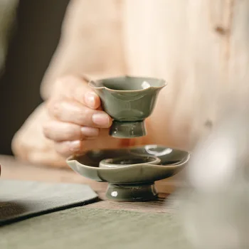 Пачка с гравировкой чистого цветка ручной работы типа master cup set подставка для чашек celadon master cup чайная чашка с высокой ножкой ретро кунг-фу чайный сервиз