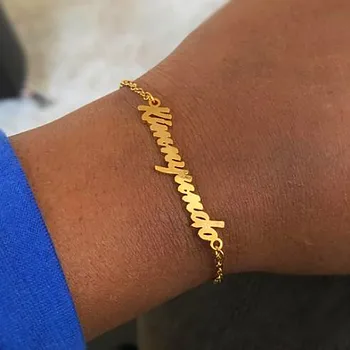 Персонализированный браслет с пользовательским именем, золотые браслеты-манжеты из нержавеющей стали для женщин, браслет ручной работы, подарки для мам, ювелирные изделия