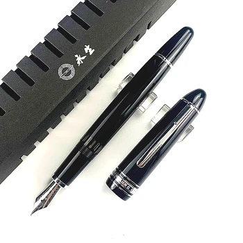 Перьевая ручка Yongsheng 629 Classic с поршневым наполнением, черно-синее перо из смолы, Офисные чернильные ручки для письма с окошком наблюдения