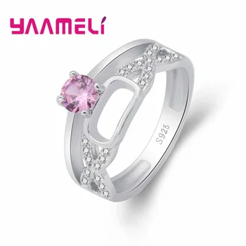 Подарочное розовое кольцо для вечеринки 925 пробы Простой формы, полый дизайн с буквой 
