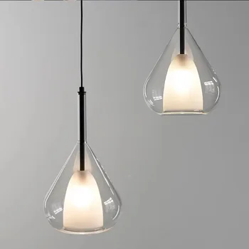 Подвесные светильники с двойным стеклом Итальянское минималистичное коническое Ресторанное освещение E27 Подвесные светильники из матового внутреннего стекла