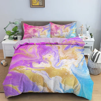 Пододеяльник с мраморным рисунком в виде ряби, Роскошное модное Стеганое одеяло, комплект постельных принадлежностей королевского размера для спальни с наволочкой