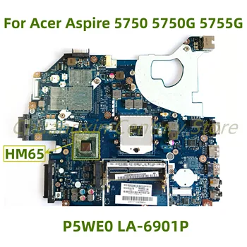 Подходит для ноутбука Acer ASPIRE 5750 5750G 5755G материнская плата P5WE0 LA-6901P с HM65 100% Протестирована, Полностью Работает
