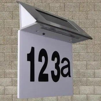 Полезная адресная табличка Лампа с номером двери из нержавеющей стали Лампа с крючком Широко используемая Светодиодная табличка с номером дома на солнечной энергии