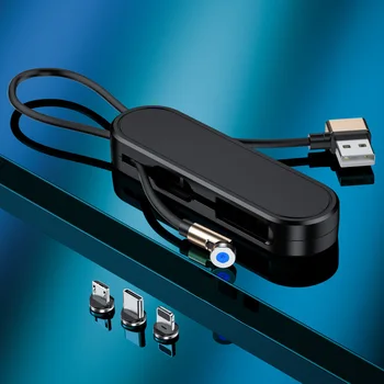 Портативный Магнитный USB-Кабель 3-в-1 С Магнитной Вилкой Для Хранения iPhone 14 Pro XS MAX X Зарядного Провода Huawei Xiaomi
