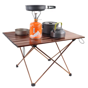 Портативный стол для кемпинга, Сверхлегкий Складной стол с алюминиевой столешницей и сумкой для переноски, наборы мебели коричневого цвета для барбекю