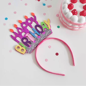 Праздничная повязка на голову с Днем рождения, английская буква, Повязка на голову с Днем рождения, Фото, аксессуары для волос, Украшение на День рождения