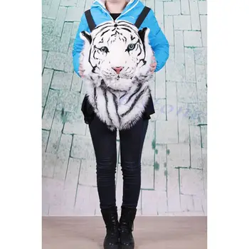 Прекрасный рюкзак с головой тигра, милый рюкзак в стиле животных, школьная сумка для студентов, плюшевый дорожный рюкзак для женщин, мужчин, унисекс