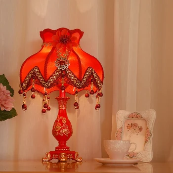 Прикроватная лампа для спальни в свадебном зале, теплая романтическая домашняя лампа, свадебное украшение в стиле ретро, красная настольная лампа, настольные лампы для спальни