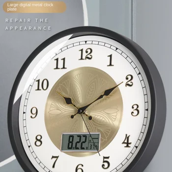 Простые и модные бесшумные настенные часы для гостиной, спальни, температуры и влажности, часы с календарем
