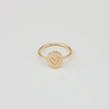 Простые кольца с сердечками для женщин, Овальное кольцо с гравировкой в виде сердца, Изготовленное на заказ, Ювелирное Юбилейное кольцо