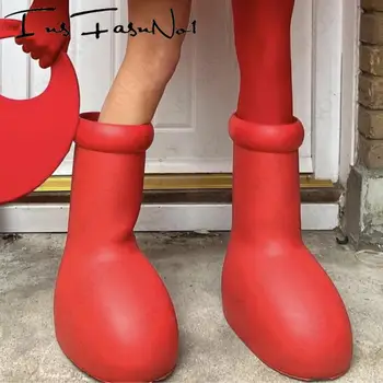 Резиновые Большие красные сапоги, Непромокаемые Непромокаемые Ботинки, Женские Мужские Ботинки Большого размера, Уличная одежда, Модные Ботильоны Astro Boy, Обувь на платформе