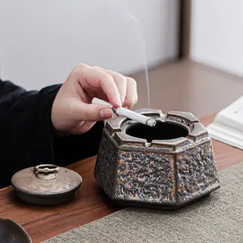 Ржавая пепельница в японском стиле, керамическая пепельница из древнего колодца, дымовая чашка, украшение домашней гостиной, офисный чай, украшения для рабочего стола