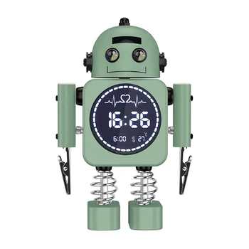 Робот-умный цифровой будильник С температурным дисплеем Настольные часы с режимом повтора для детской спальни в подарок (зеленый)